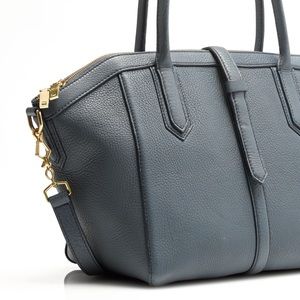 Jcrew Gray Leather Tartine Trapeze Satchel Tote